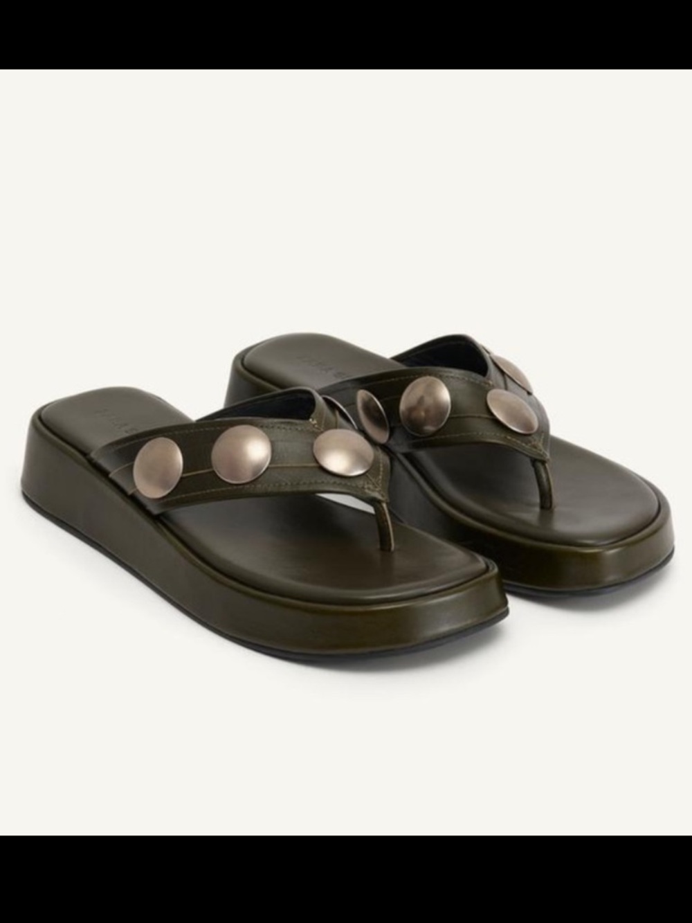 Zara Platform Thong Sandals with Stud Accents